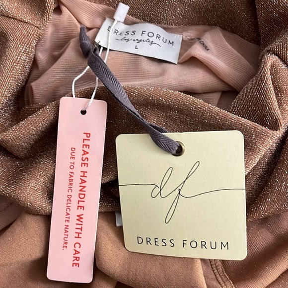 Dress Forum | New mocha & silver fitted maxi dress w/slit Women’s size L sparkly - Picture 8 of 10